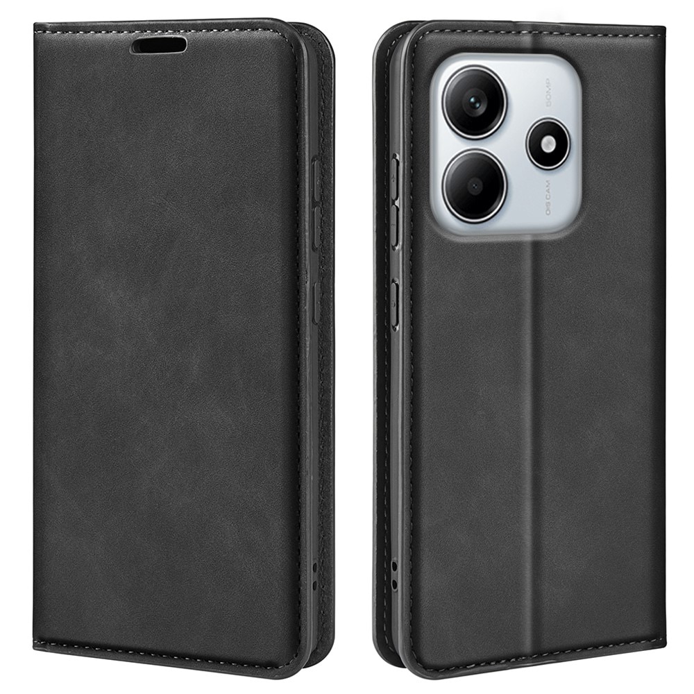 Coque portefeuille mince Xiaomi Redmi Note 14 4G, Noir