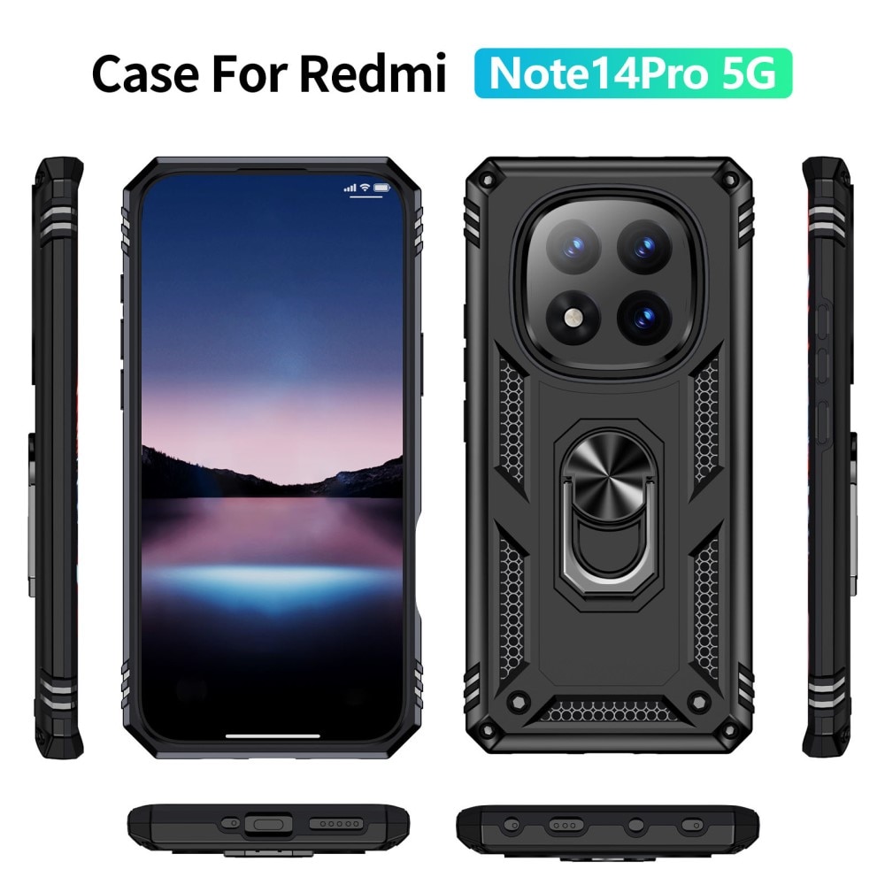 Coque hybride Tech Ring Xiaomi Redmi Note 14 Pro, noir