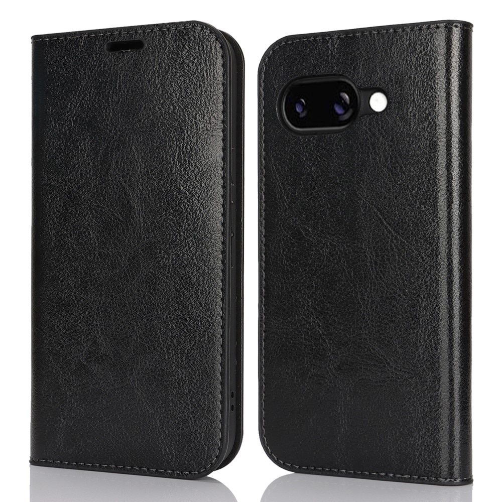 Coque portefeuille en cuir Veritable Google Pixel 9a, Noir