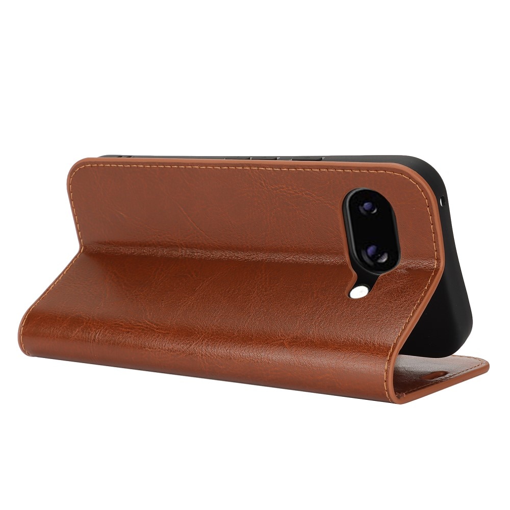 Coque portefeuille en cuir Veritable Google Pixel 9a, Marron