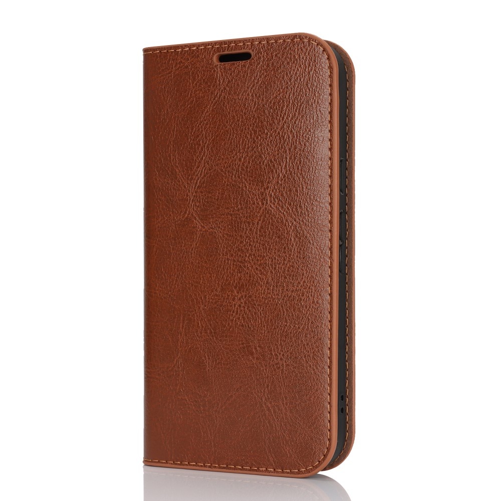 Coque portefeuille en cuir Veritable Google Pixel 9a, Marron