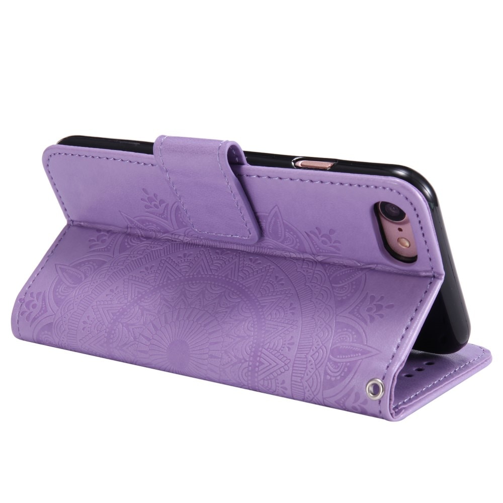 Étui en cuir Mandala iPhone 16e, violet