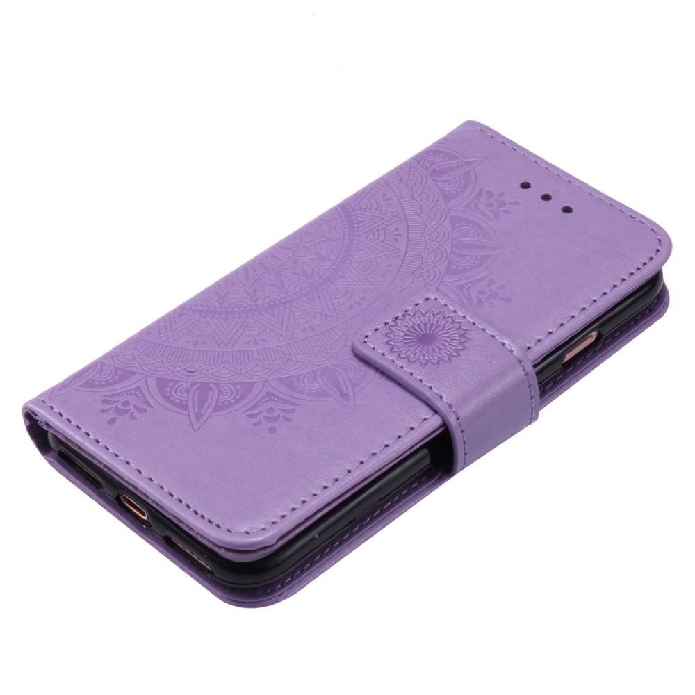 Étui en cuir Mandala iPhone 16e, violet