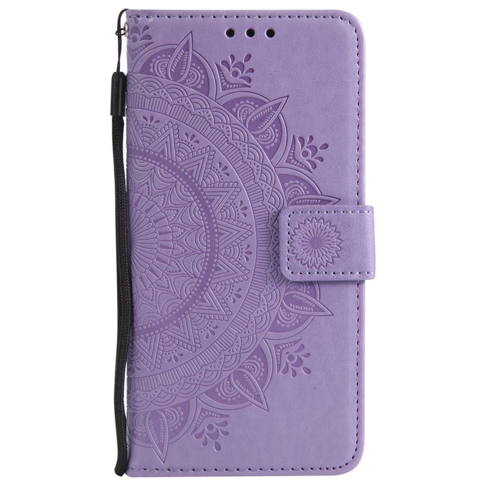 Étui en cuir Mandala iPhone 16e, violet