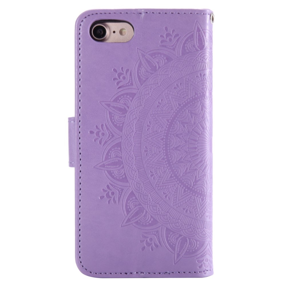 Étui en cuir Mandala iPhone 16e, violet