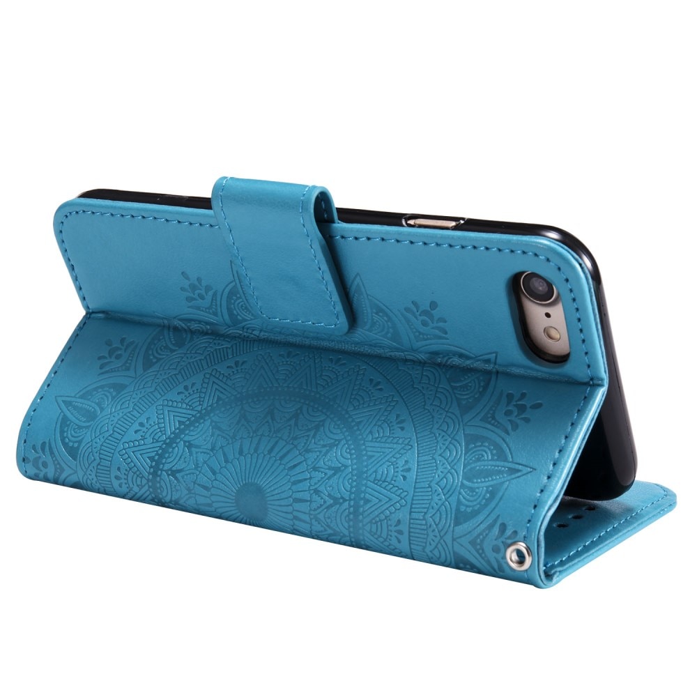 Étui en cuir Mandala iPhone 16e, Bleu