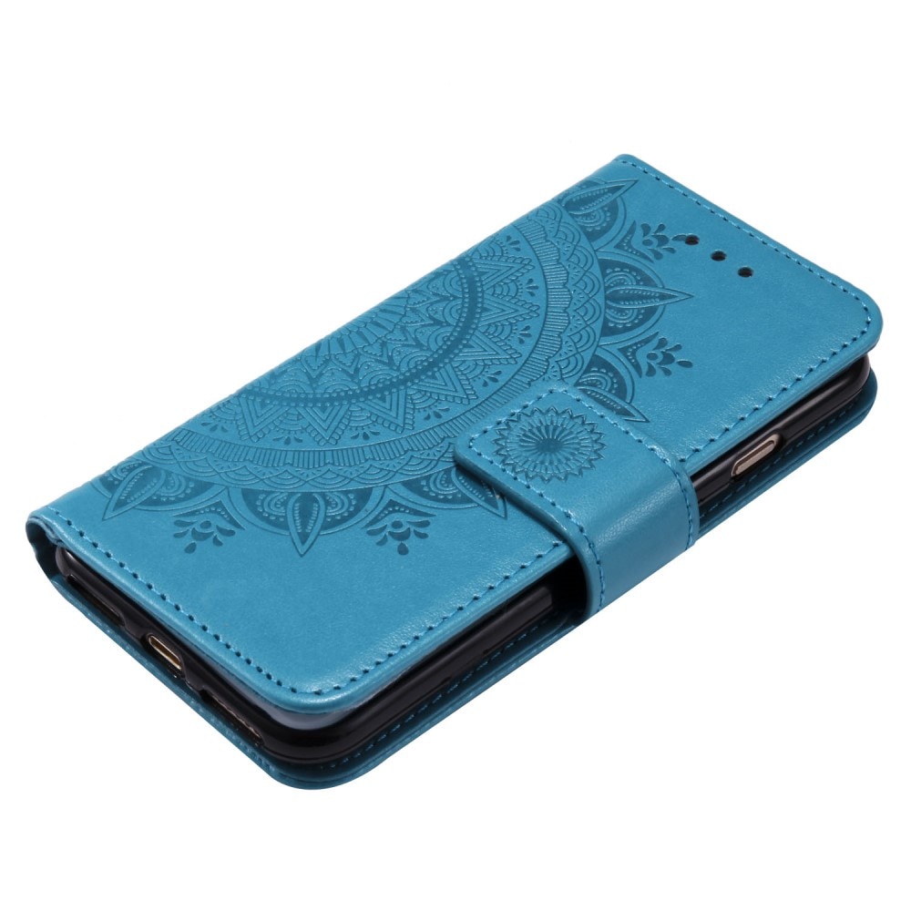 Étui en cuir Mandala iPhone 16e, Bleu