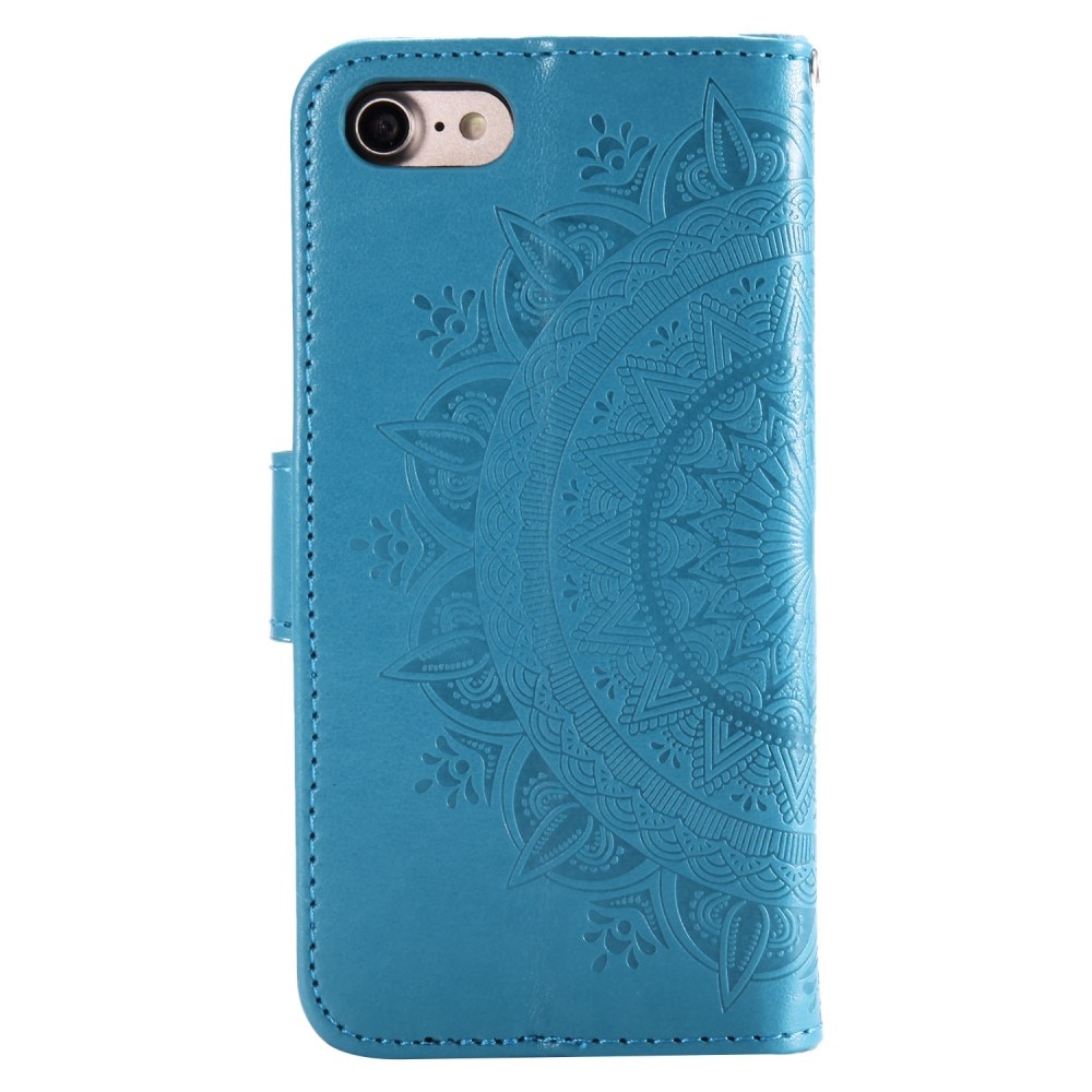 Étui en cuir Mandala iPhone 16e, Bleu