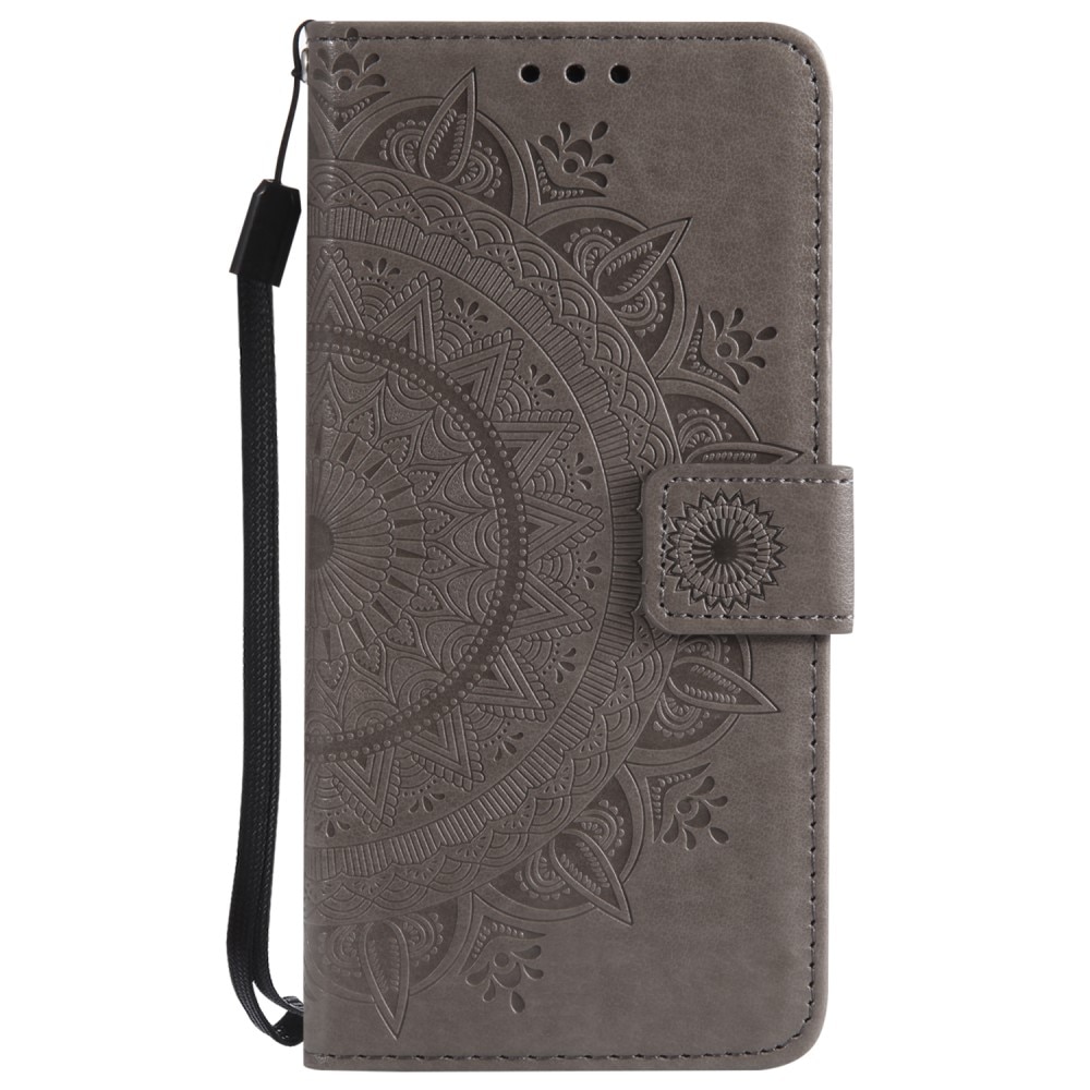 Étui en cuir Mandala iPhone 16e, Gris