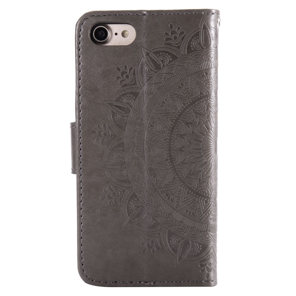 Étui en cuir Mandala iPhone 16e, Gris