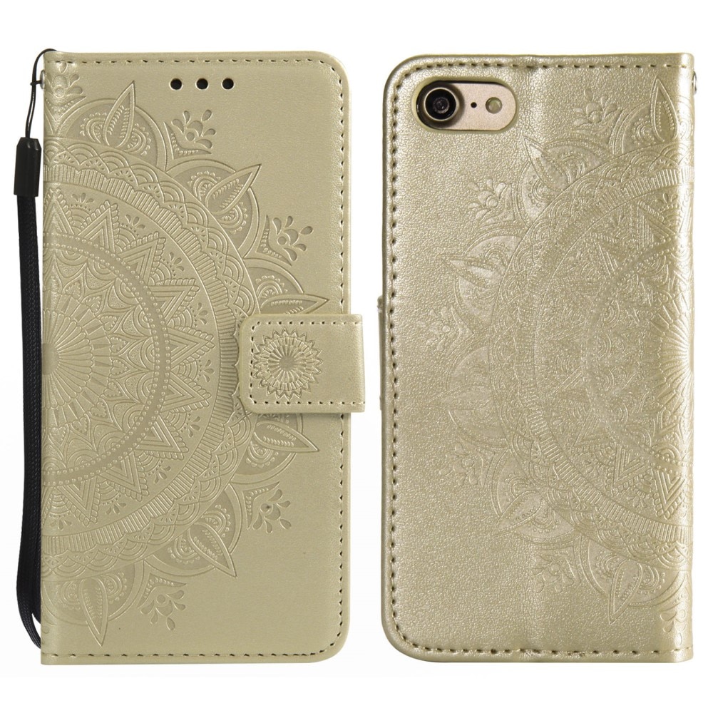 Étui en cuir Mandala iPhone 16e, Or