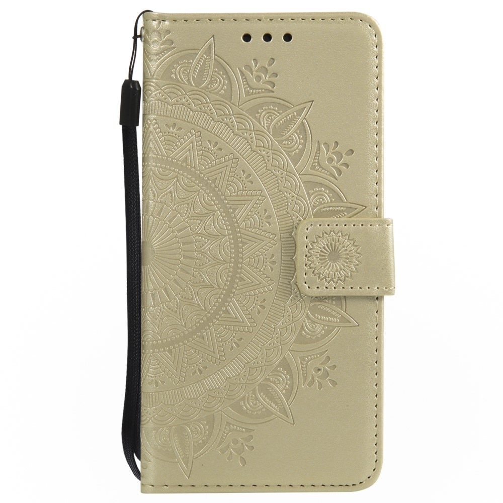 Étui en cuir Mandala iPhone 16e, Or