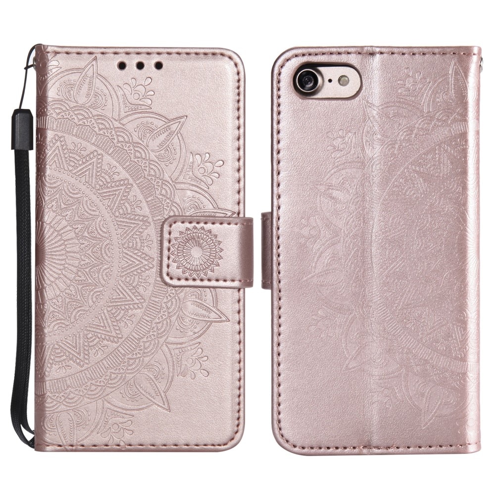 Étui en cuir Mandala iPhone 16e, Or rose