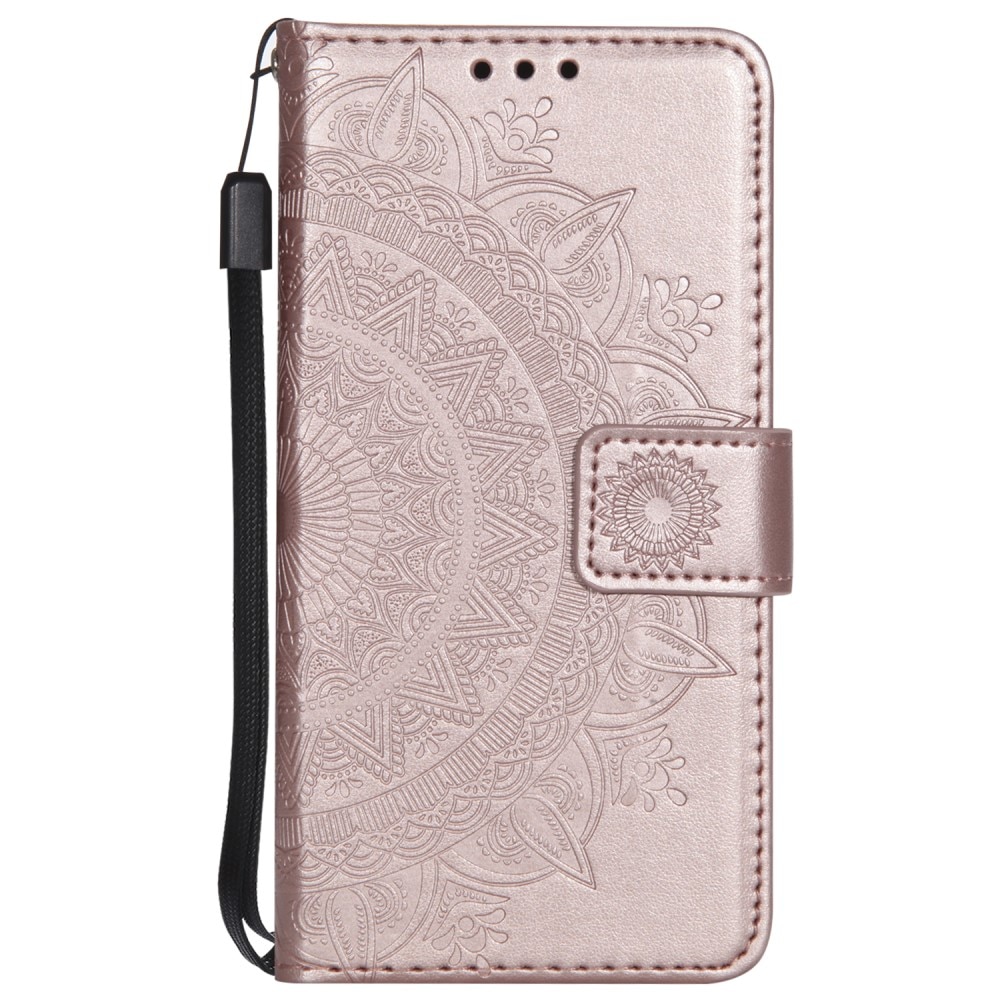 Étui en cuir Mandala iPhone 16e, Or rose