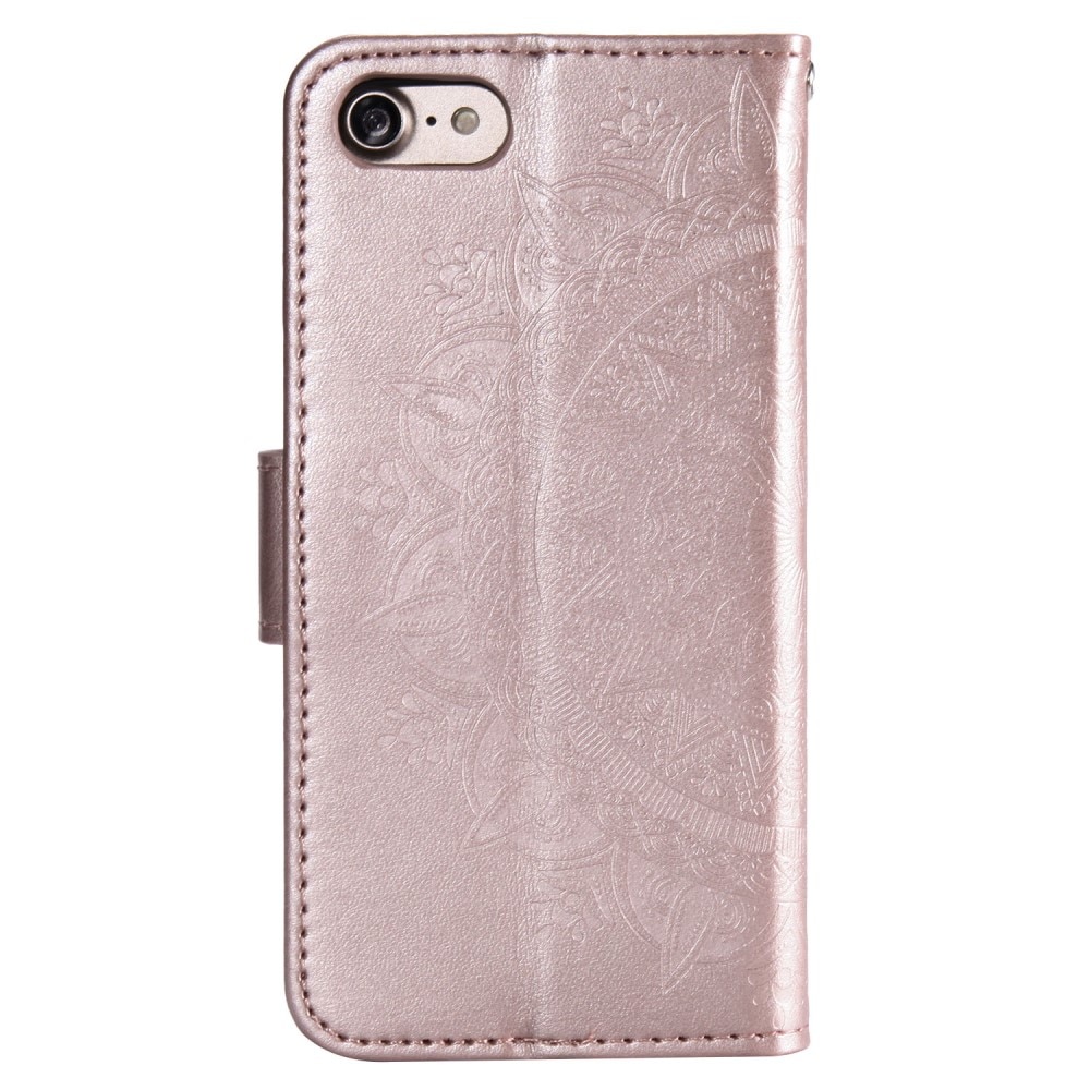 Étui en cuir Mandala iPhone 16e, Or rose