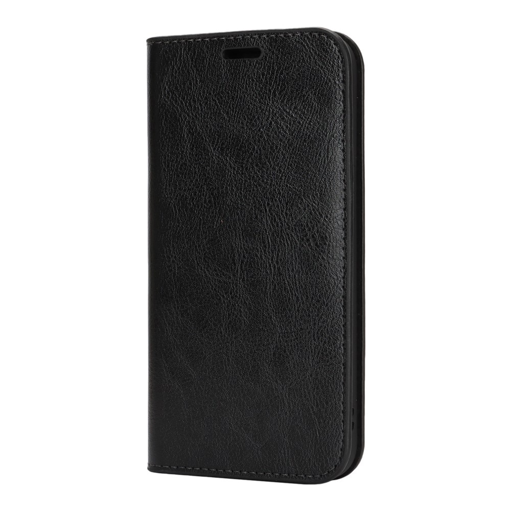 Coque portefeuille en cuir Veritable iPhone SE 4, Noir