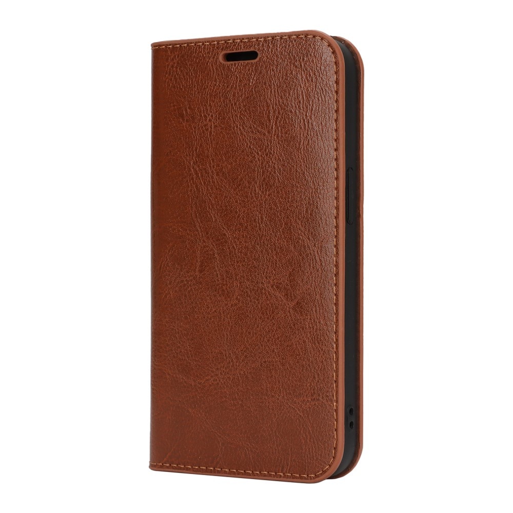 Coque portefeuille en cuir Veritable iPhone SE 4, Marron