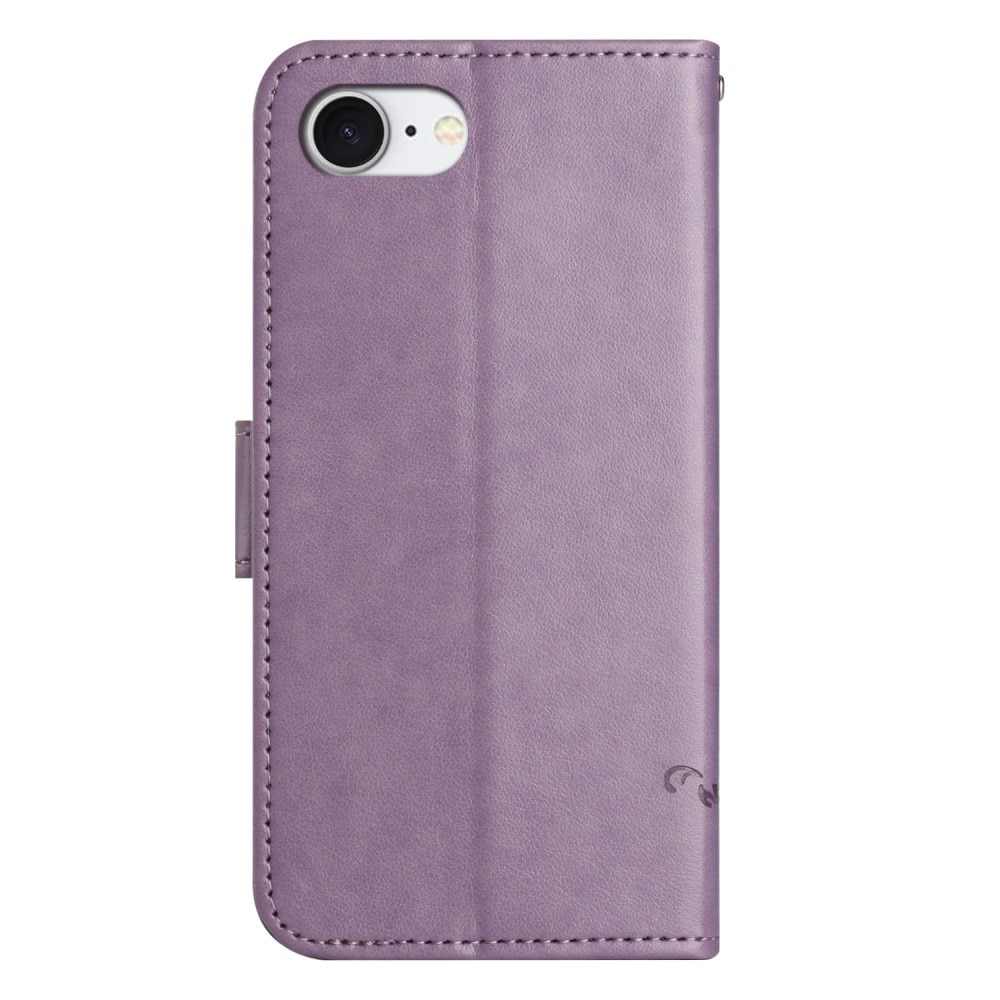 Étui en cuir à papillons pour iPhone 16e, Violet