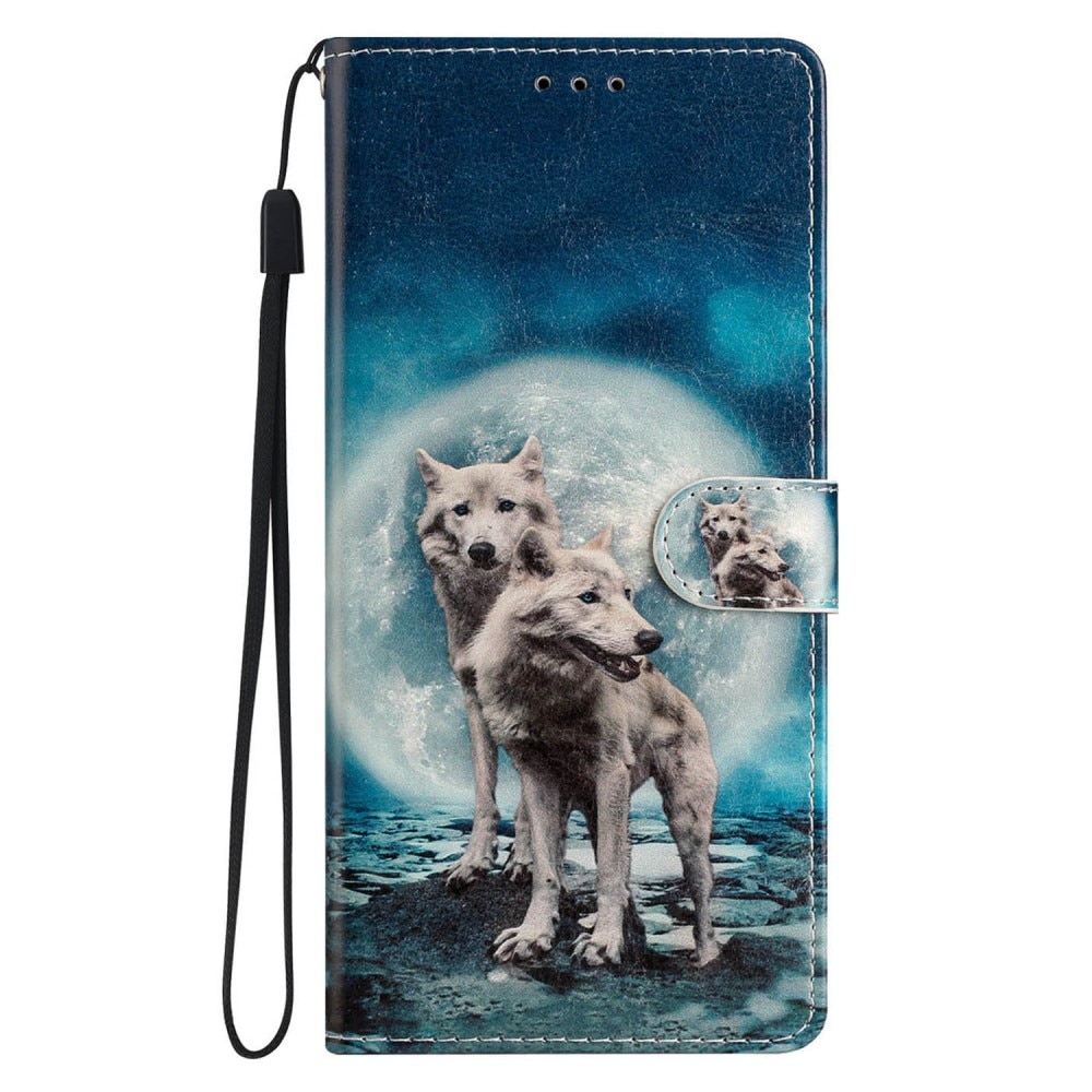 Coque portefeuille iPhone 16e, loups