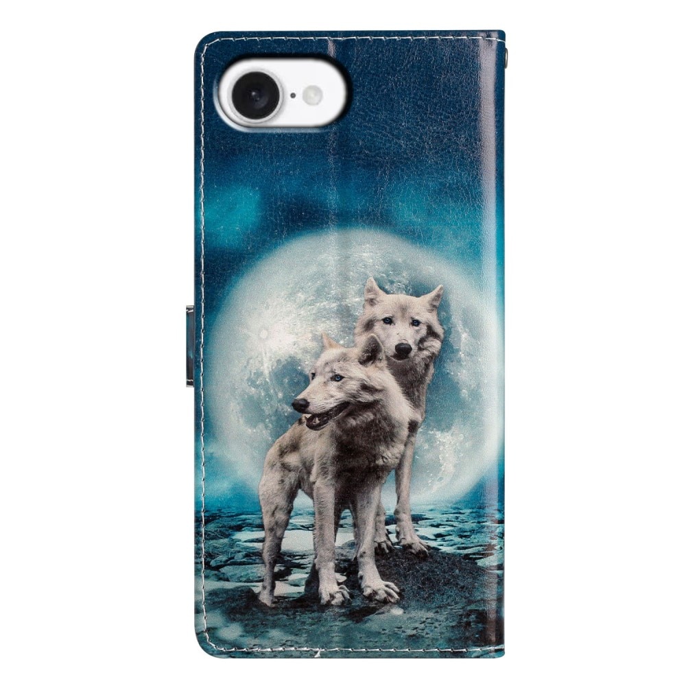 Coque portefeuille iPhone 16e, loups