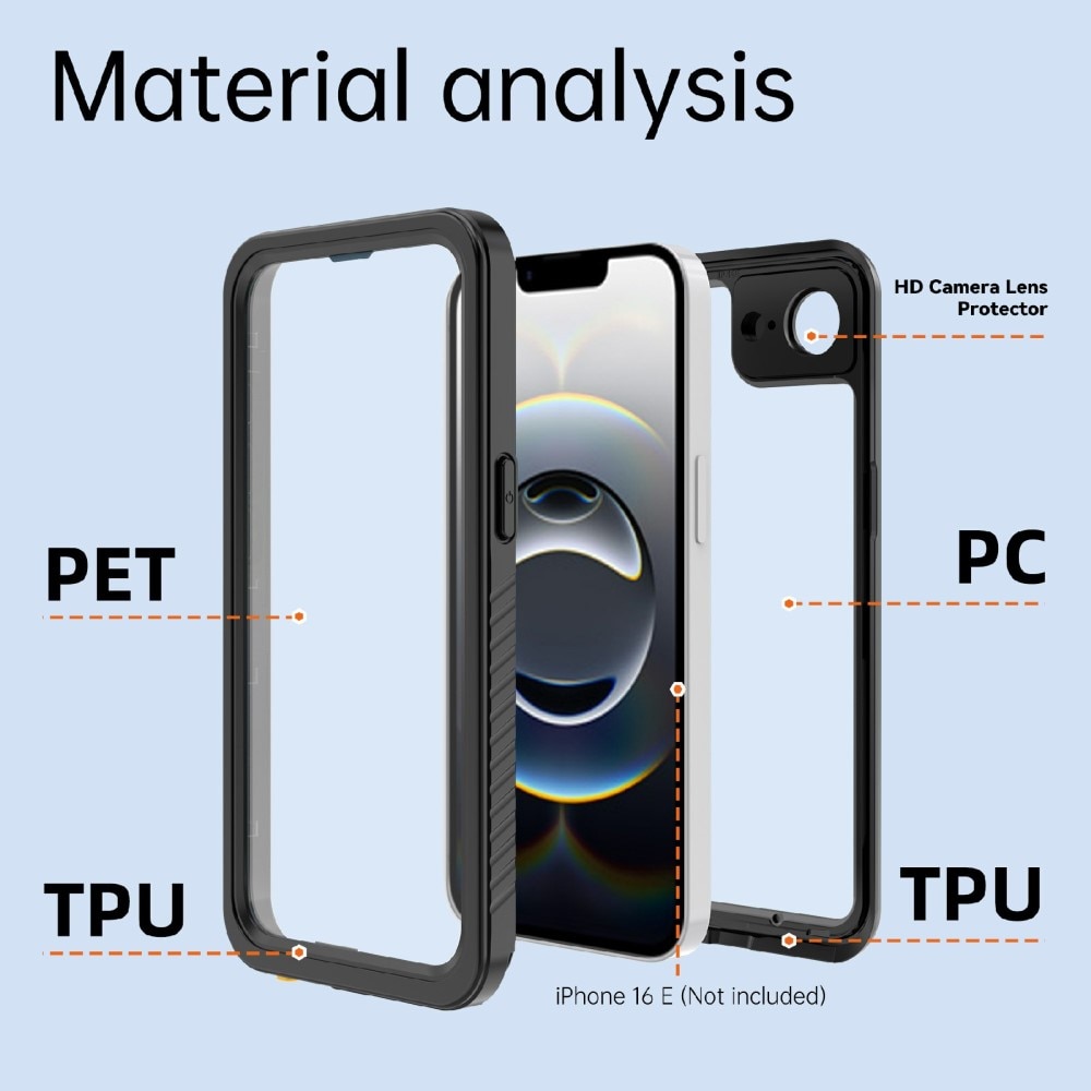 Coque étanche iPhone 16e, transparent