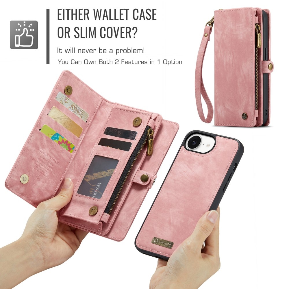 Étui portefeuille multi-cartes iPhone 16e, Rose