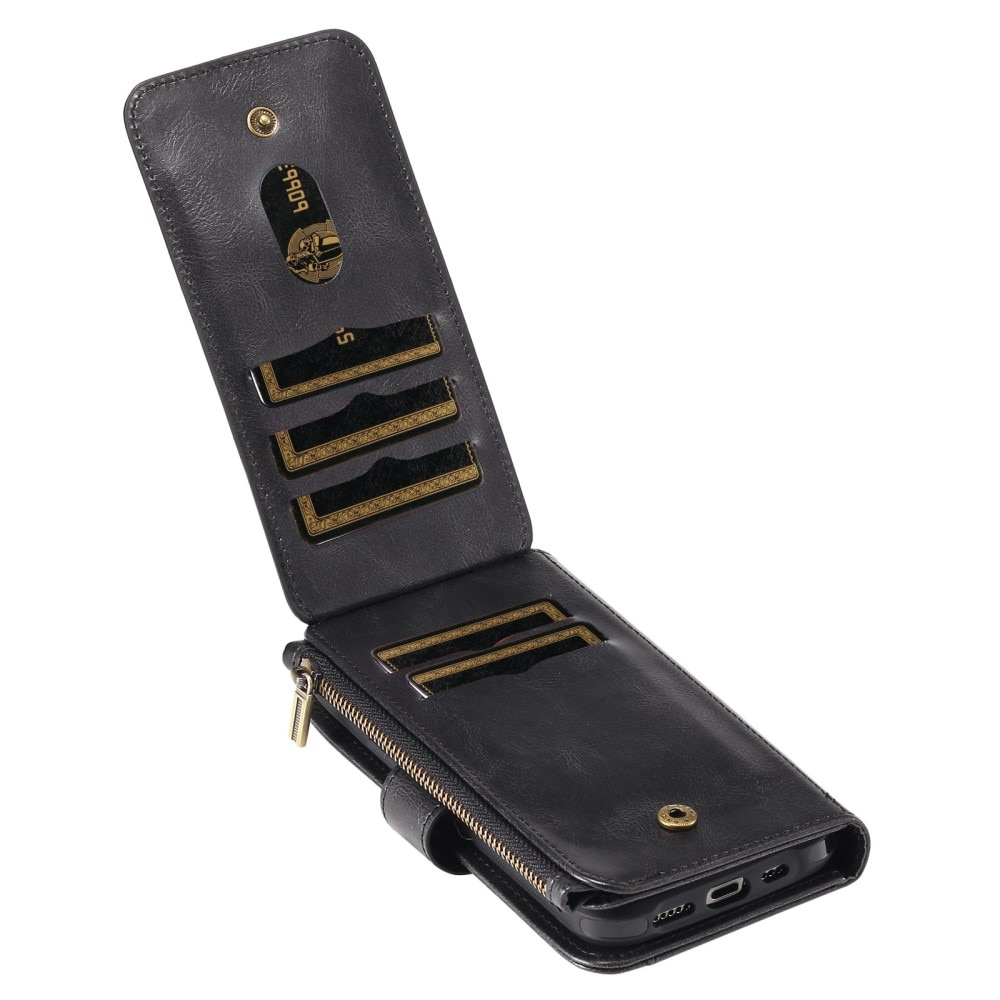 Magnet Leather Multi Wallet iPhone 14, noir