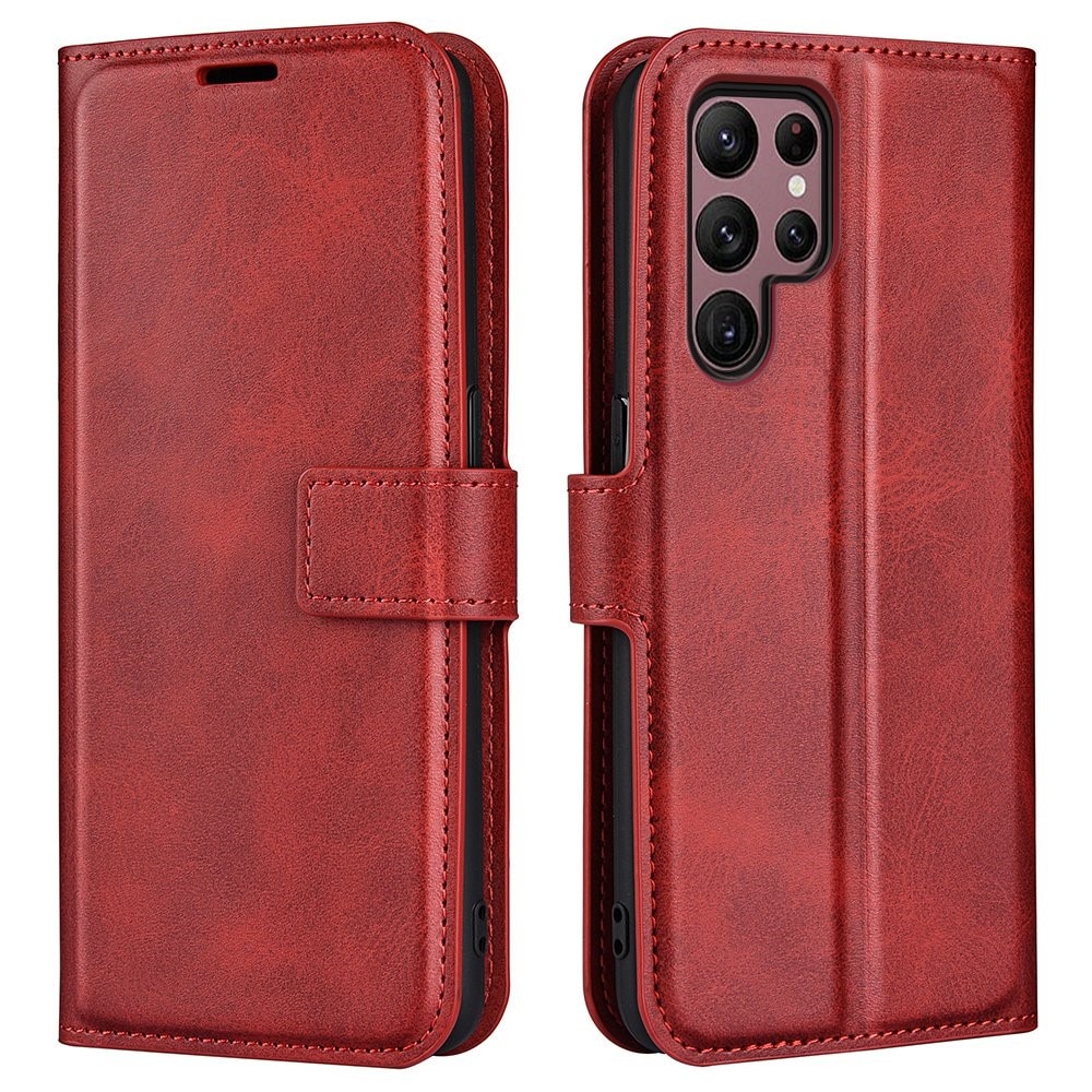 Étui portefeuille Leather Wallet Samsung Galaxy S23 Ultra, Red