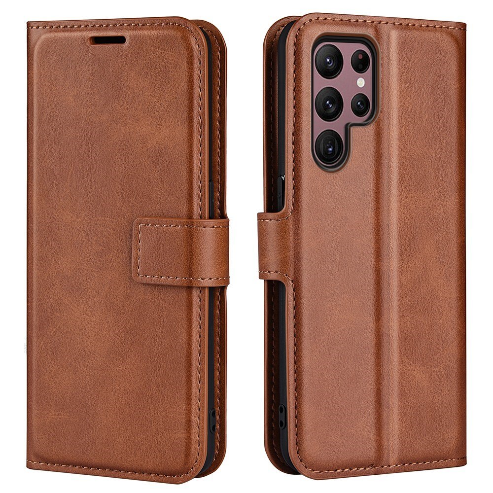 Étui portefeuille Leather Wallet Samsung Galaxy S23 Ultra, Brown