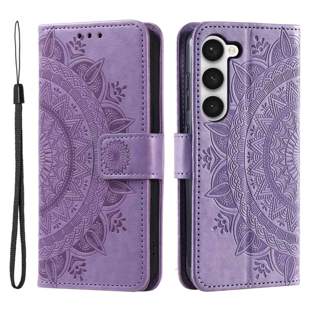 Étui en cuir Mandala Samsung Galaxy S23 Plus, violet