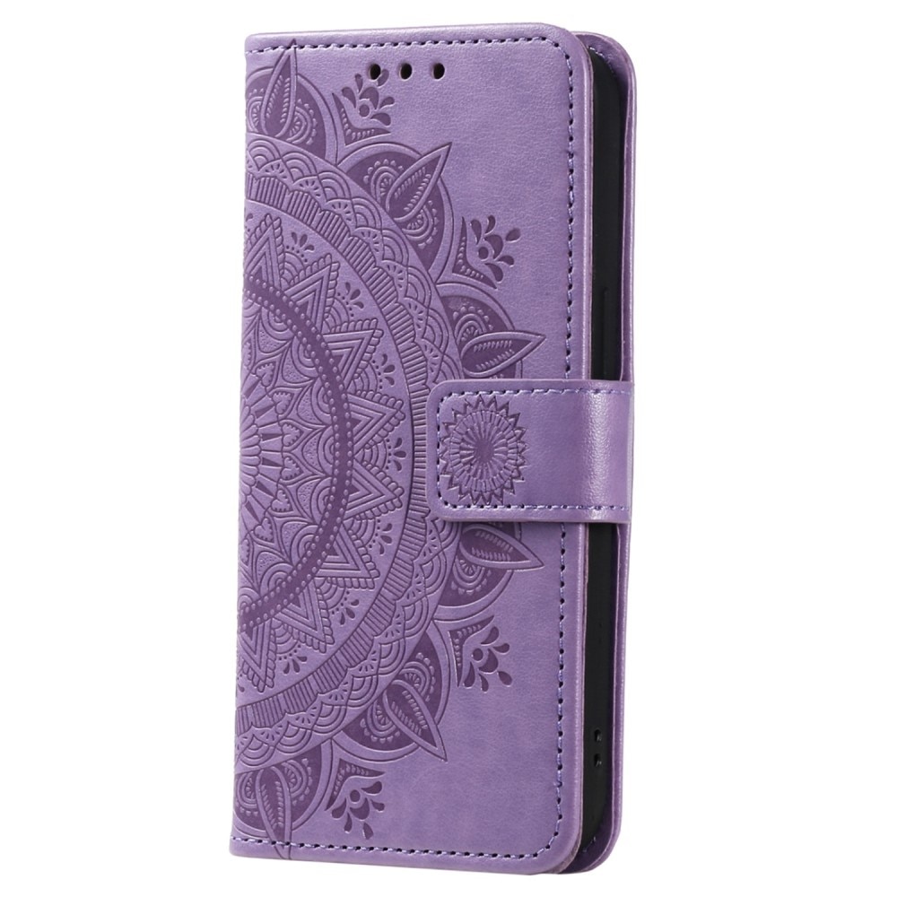 Étui en cuir Mandala Samsung Galaxy S23 Plus, violet