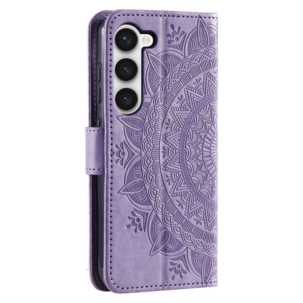 Étui en cuir Mandala Samsung Galaxy S23 Plus, violet