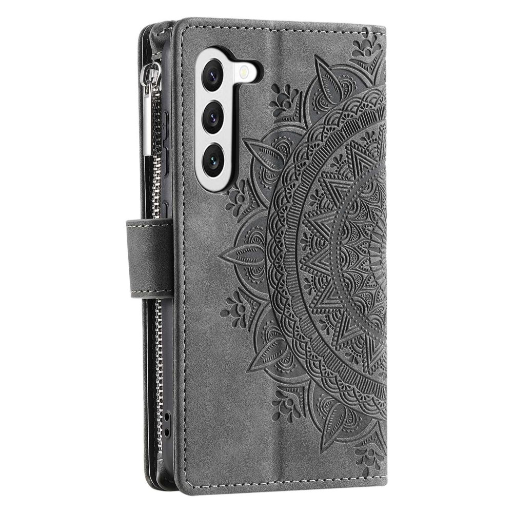 Étui portefeuille Mandala Samsung Galaxy S23, gris