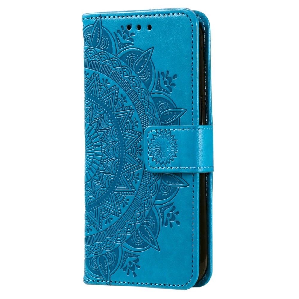 Étui en cuir Mandala Google Pixel 8, bleu