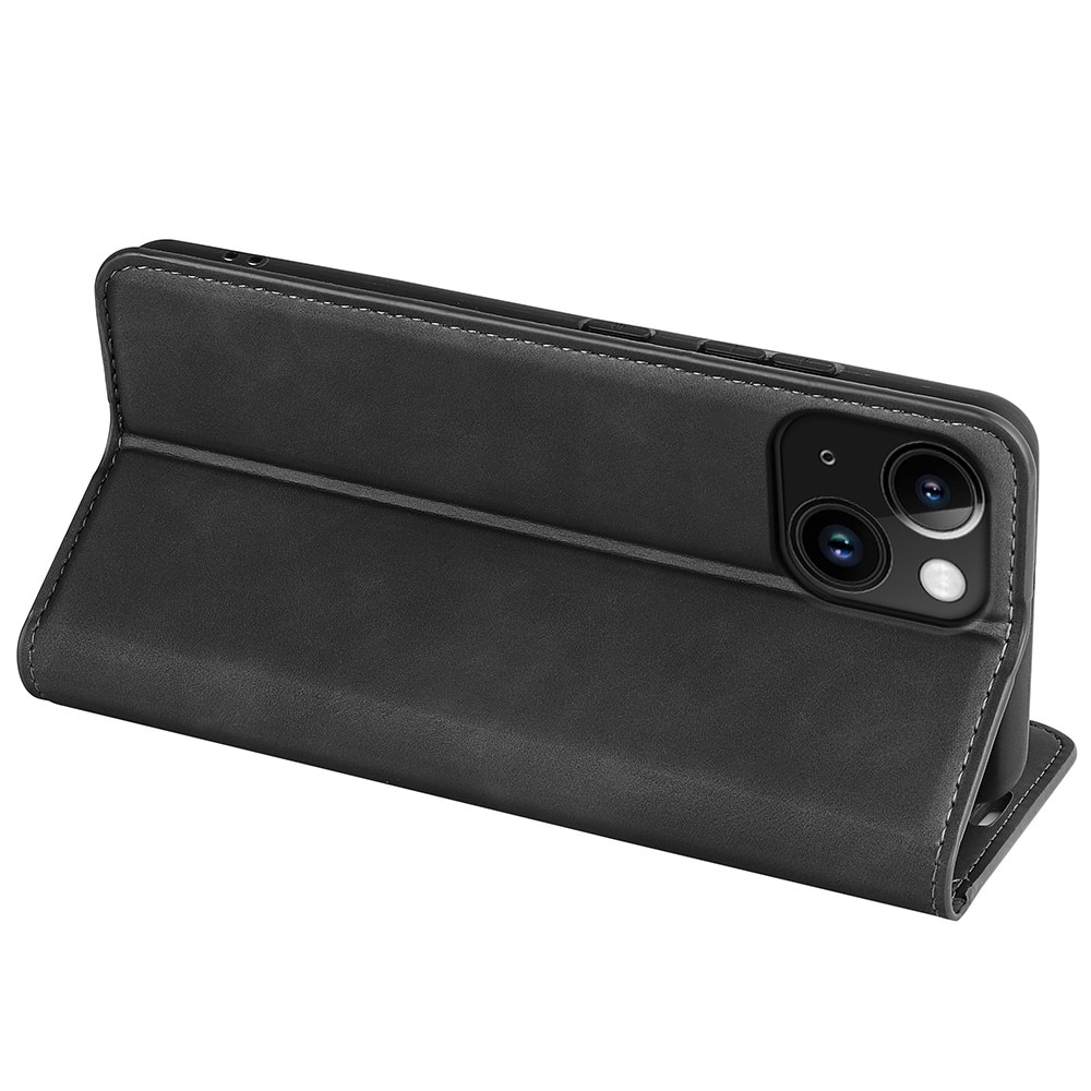 Coque portefeuille mince iPhone 15, noir