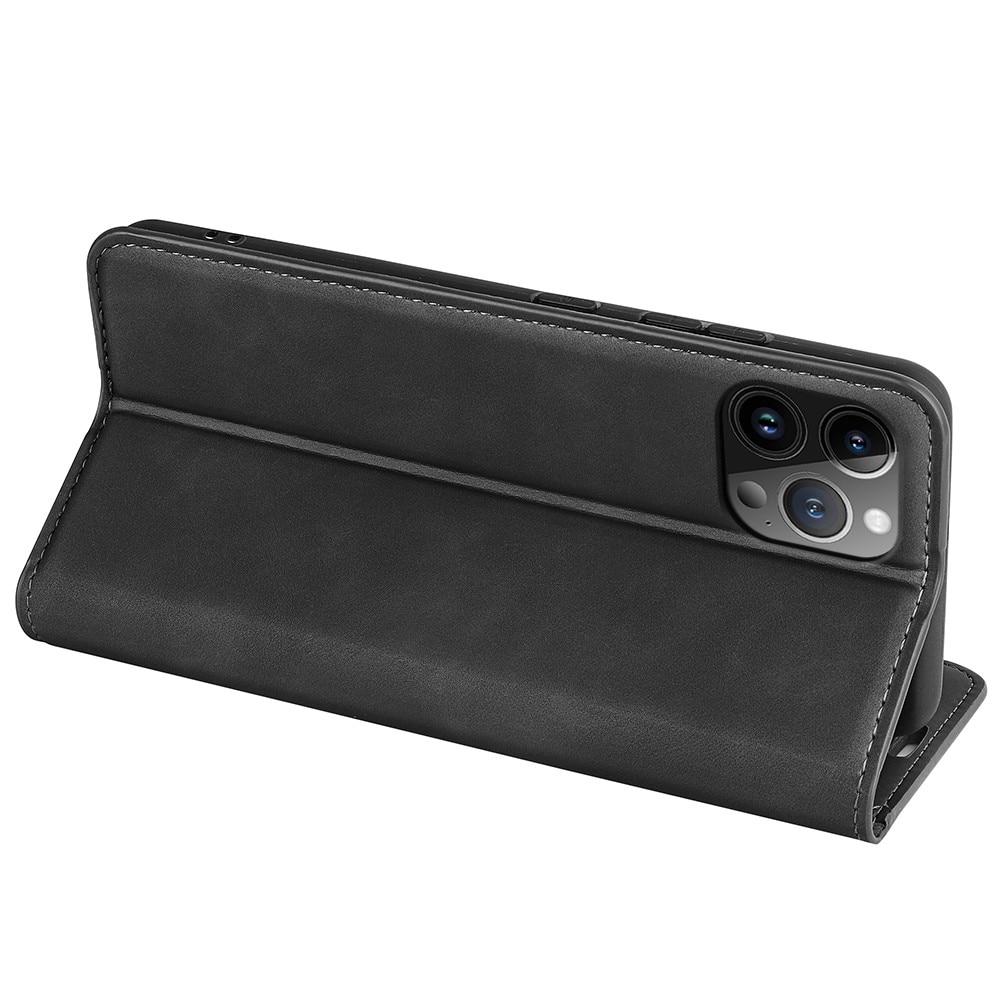 Coque portefeuille mince iPhone 15 Pro Max, noir