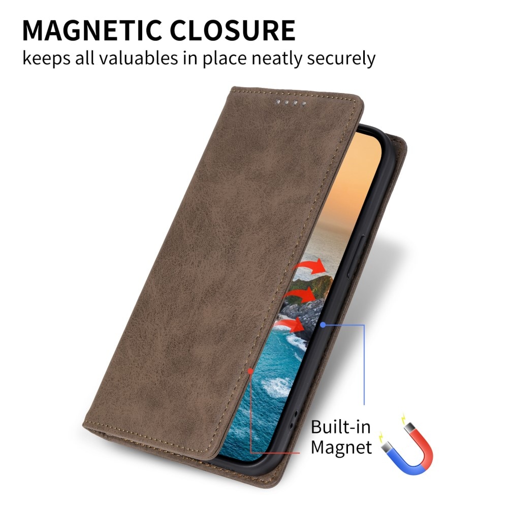 RFID Coque portefeuille mince Google Pixel 8 Pro, marron