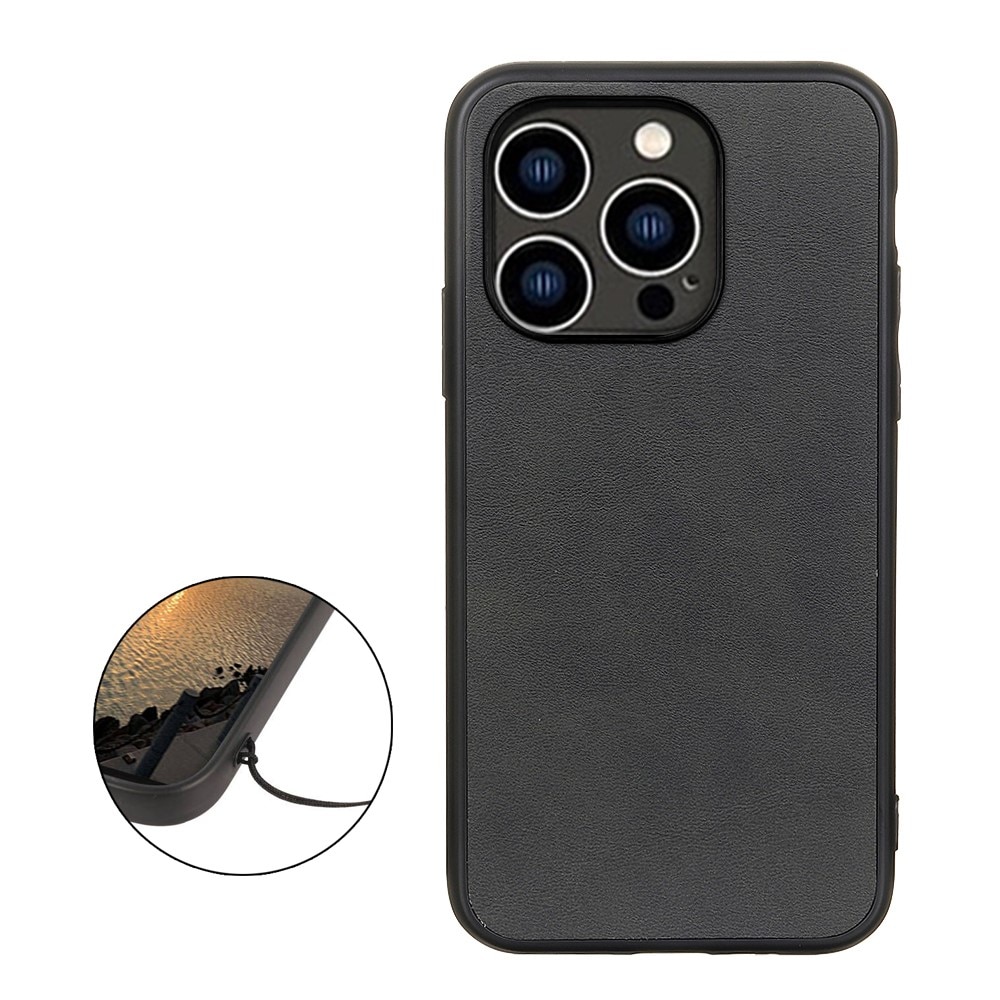 Coque en Cuir iPhone 15 Pro noir