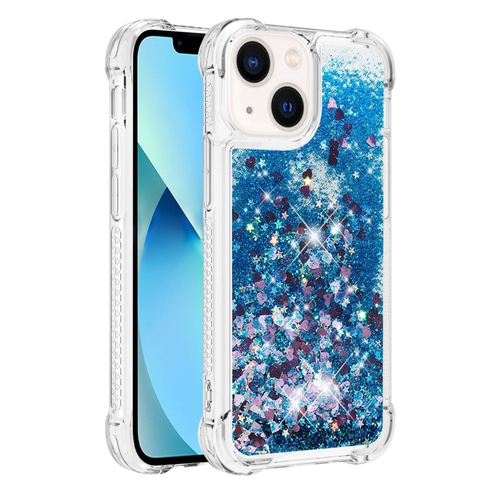 Coque Glitter Powder TPU iPhone 15, bleu