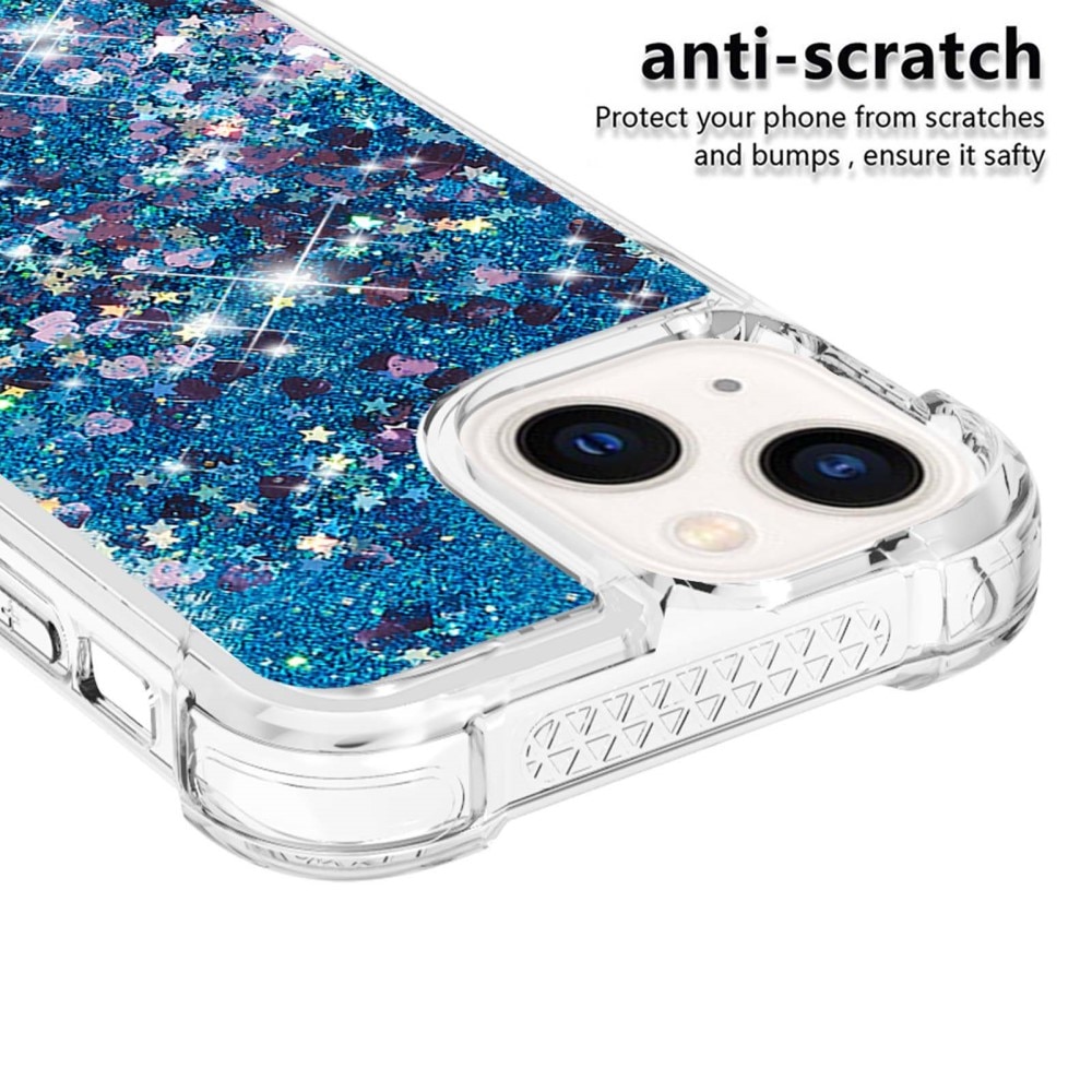 Coque Glitter Powder TPU iPhone 15, bleu