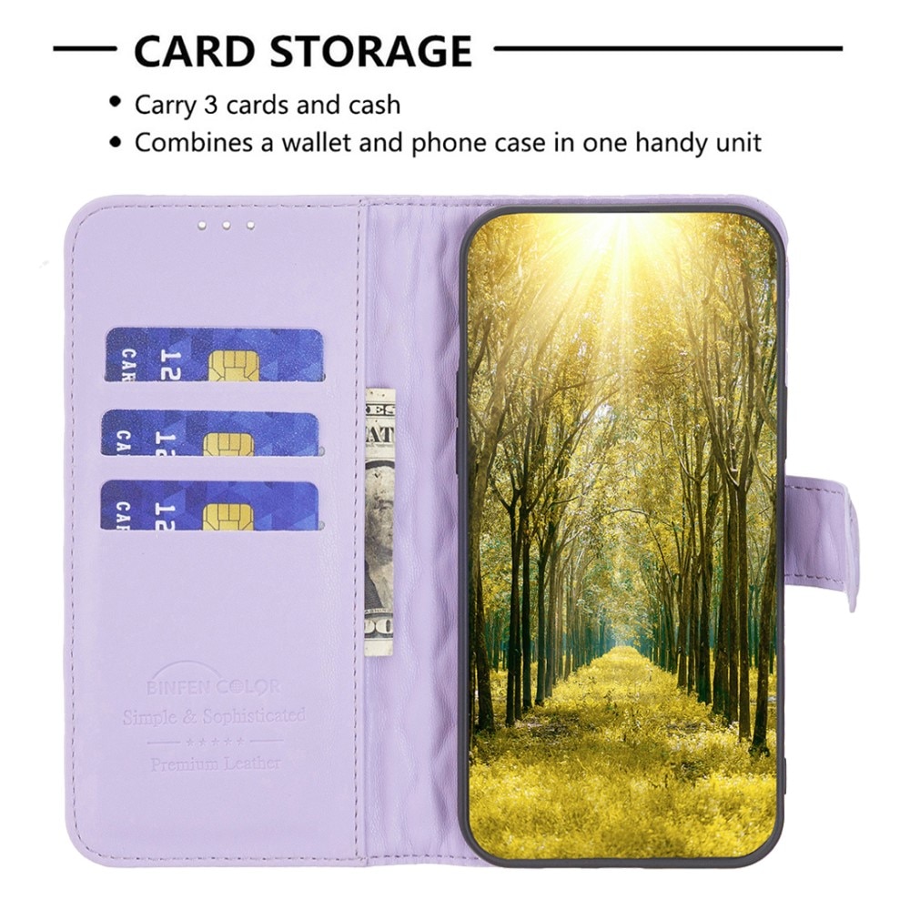 Coque portefeuille matelassé iPhone 15, violet