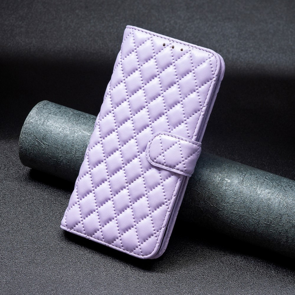 Coque portefeuille matelassé iPhone 15, violet