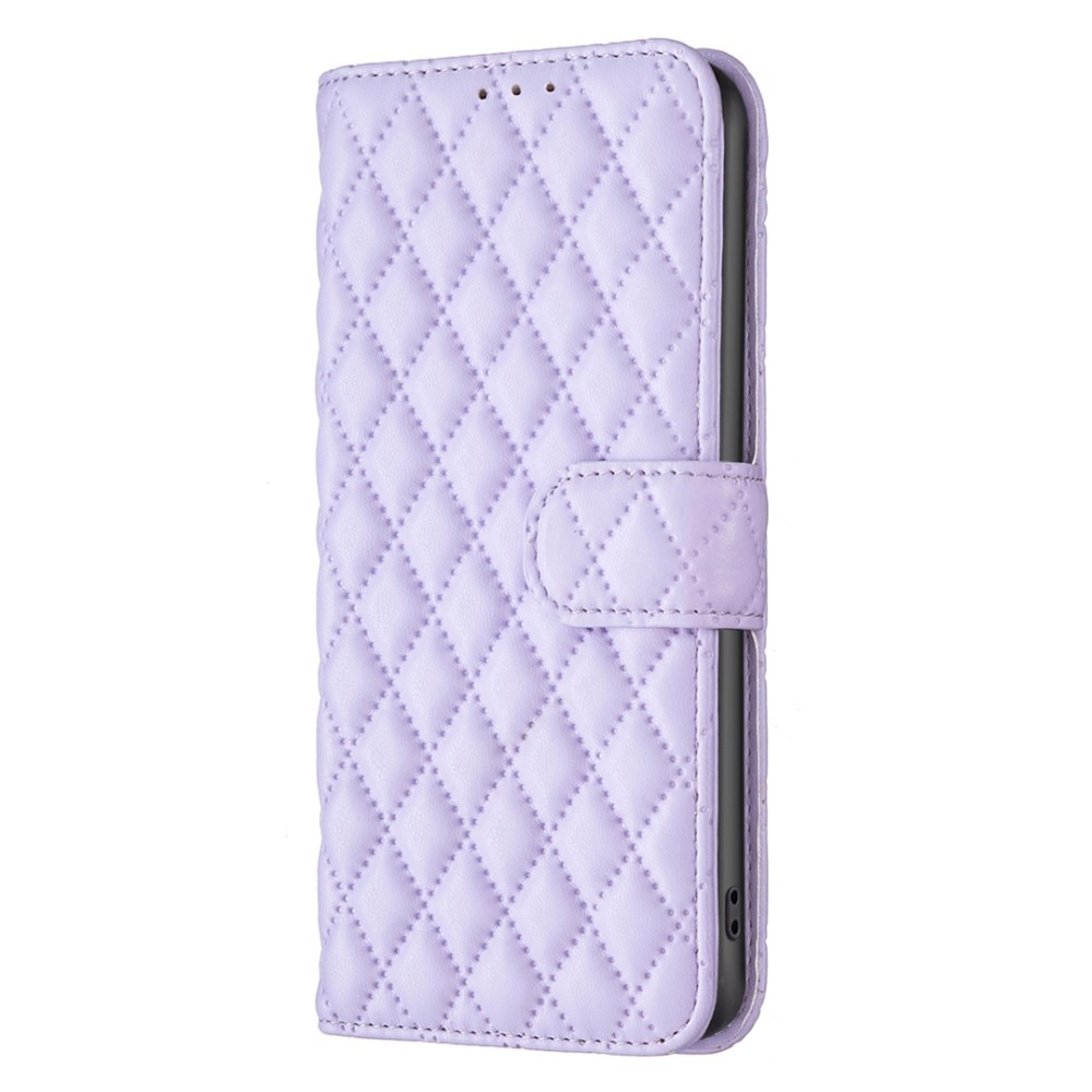 Coque portefeuille matelassé iPhone 15, violet