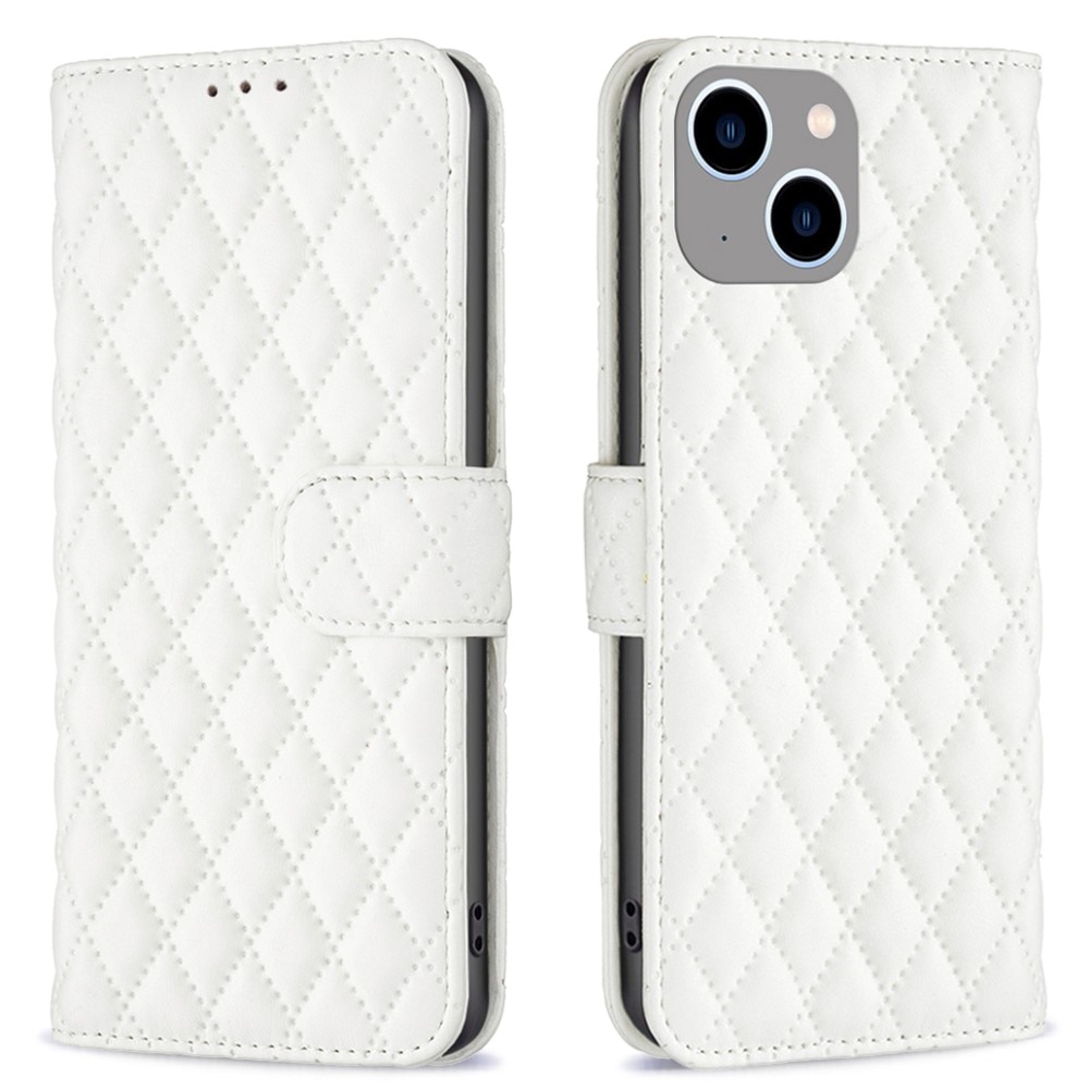 Coque portefeuille matelassé iPhone 15, blanc