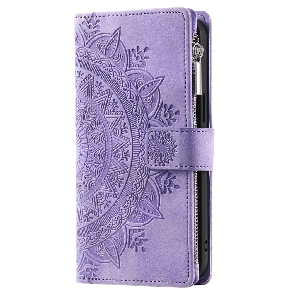 Étui portefeuille Mandala iPhone 15 Pro, violet