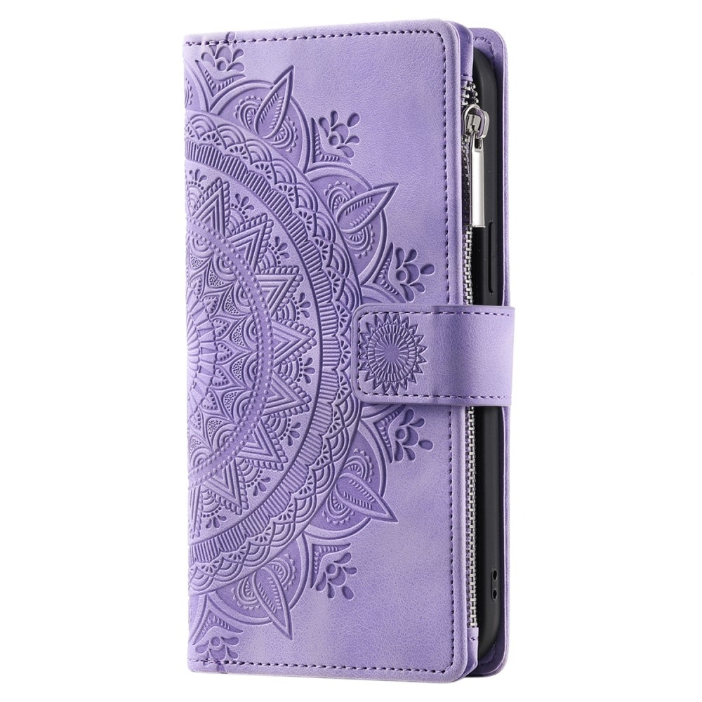 Étui portefeuille Mandala iPhone 15, violet