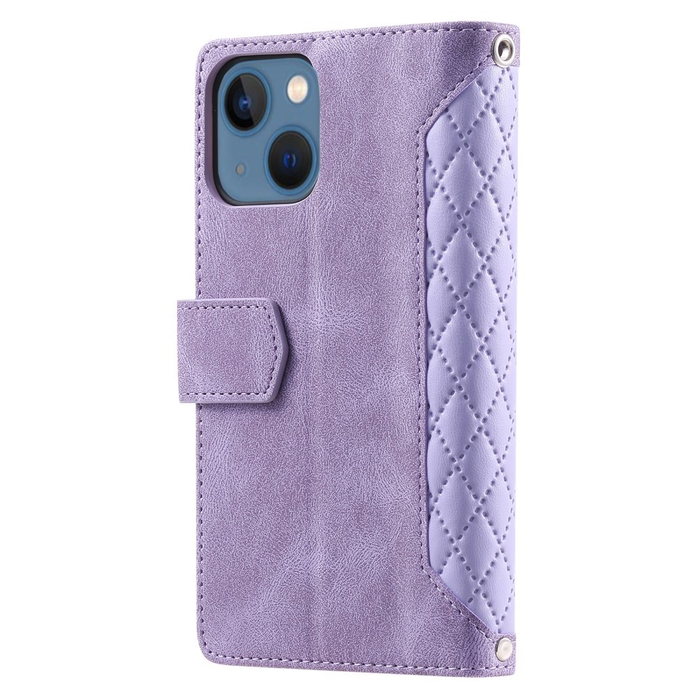 Étui portefeuille matelassée pour iPhone 15, Violet