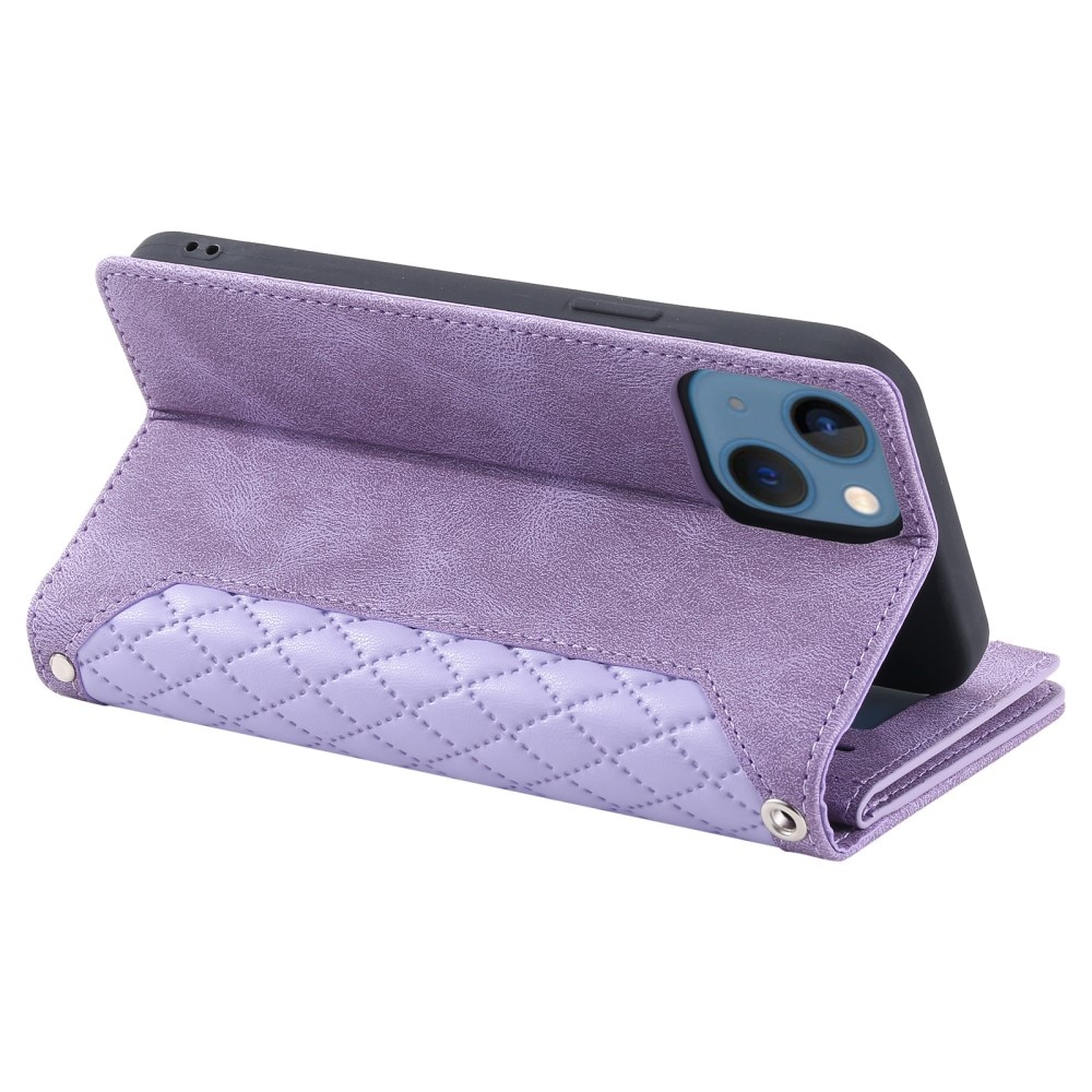 Étui portefeuille matelassée pour iPhone 15, Violet