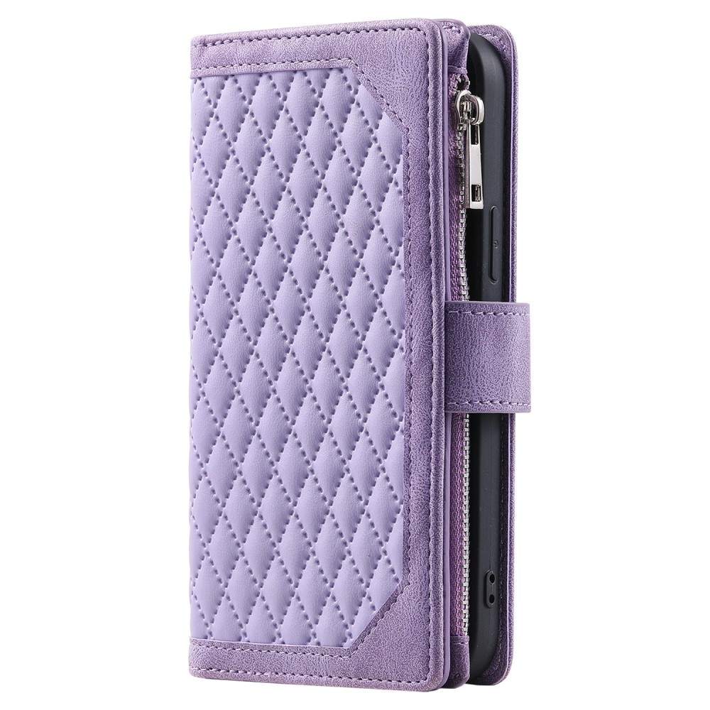 Étui portefeuille matelassée pour iPhone 15 Pro, Violet