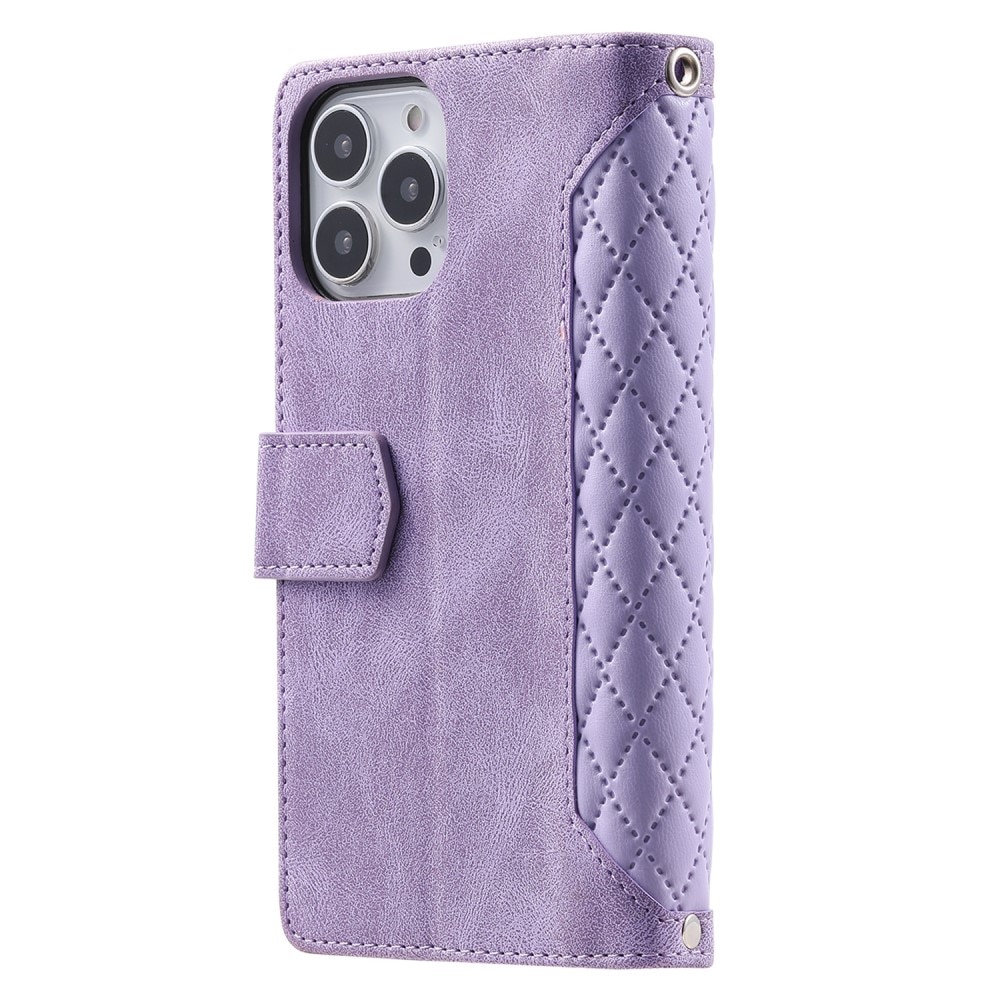 Étui portefeuille matelassée pour iPhone 15 Pro Max, Violet